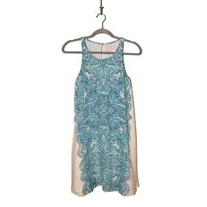 LILLY PULITZER $128 Wright Tipsy Tusk Trapeze Swing Dress Blue‎ White XS
